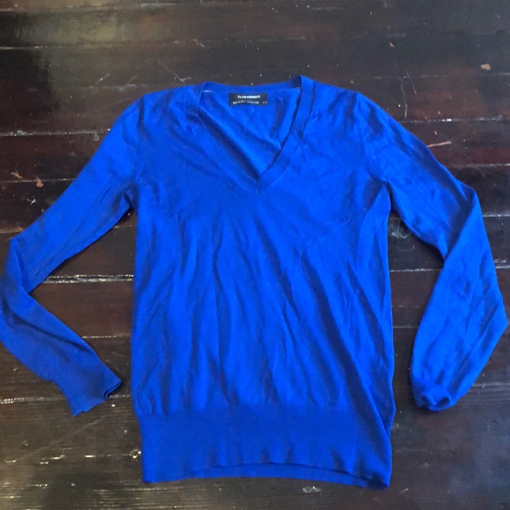 Club Monaco Blue Women’s V-Neck Long Sleeve Sz S/P